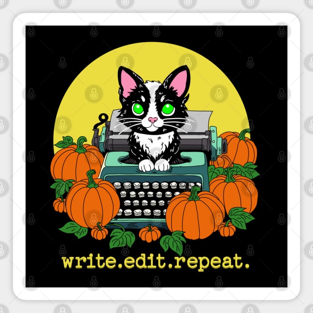 write edit repeat Halloween Cat Magnet by H. R. Sinclair